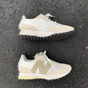New Balance 327 Cream Beige White Womens Sneakers